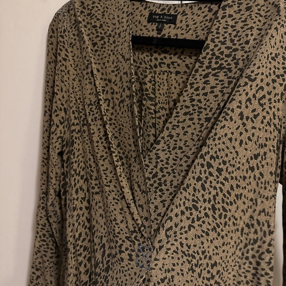 Rag & Bone Long Sleeve V-neck Animal Print Dress - Size Small - Picture 3 of 7
